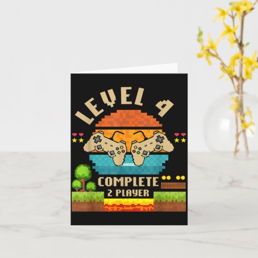 Level 4 Complete 4 Years Anniversary Video Game Gi Kaart (Gele Bloem)