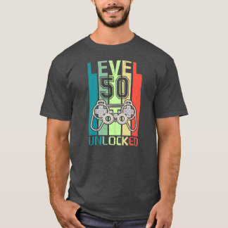Level 50 Unlocked Video Gamer 50th Birthday Gifts T-shirt