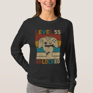 Level 55 Unlocked 55th Birthday 55 Years Old Gamer T-shirt