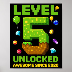 Level 5 Ontgrendeld Geweldig sinds Pixel-verjaarda Poster