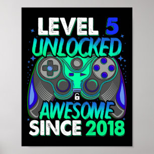 Level 5 Ontgrendeld Videospel 5 Jaar Oude Jongen 5 Poster