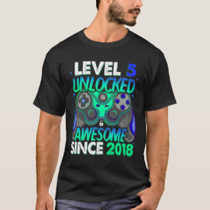 Level 5 Ontgrendeld Videospel 5 Jaar Oude Jongen 5 T-shirt