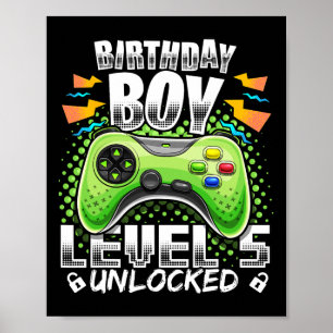 Level 5 Ontgrendeld Videospel 5de Verjaardag Gamer Poster
