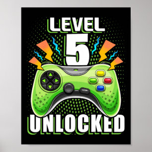 Level 5 Ontgrendeld Videospel 5e Verjaardag Gamer Poster