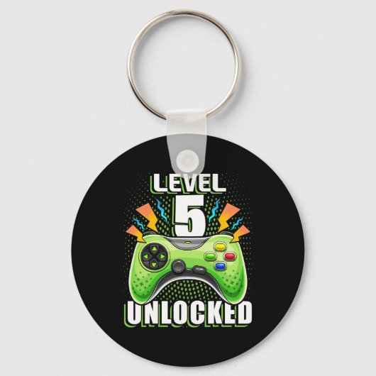Level 5 Ontgrendeld Videospel 5e Verjaardag Gamer Sleutelhanger (Voorkant)