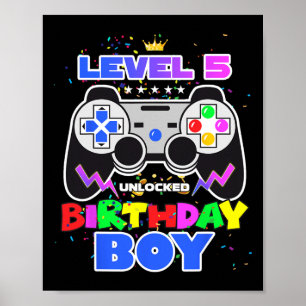 Level 5 Ontgrendeld Videospel Verjaardag Jongen Ga Poster