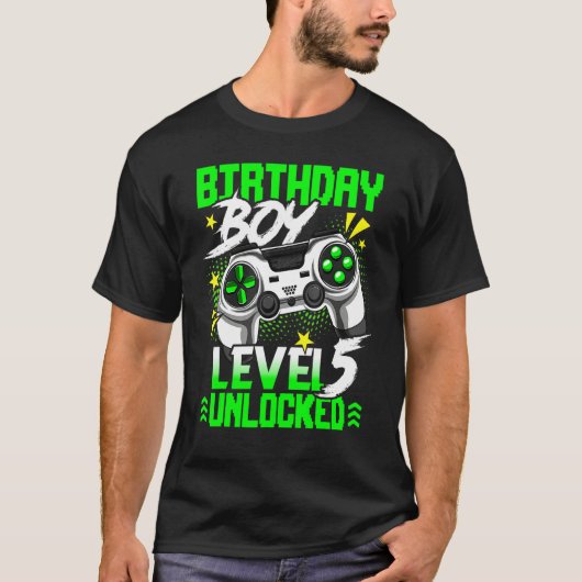 Level 5 Unlocked Video Game Player Birthday Boy T-shirt (Voorkant)