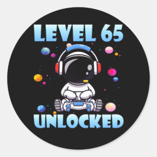 Level 65 Unlocked Video Game 65th Birthday PC Gami Ronde Sticker