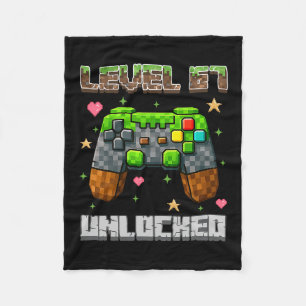 Level 67 Ontgrendelde Gaming School Meme Zes Zeven Fleece Deken