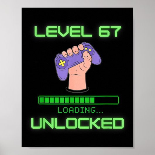 Level 67 Unlocked Gaming 6-7 School Meme Six Seven Poster (Voorkant)