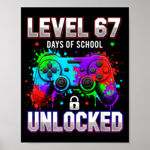 Level 67e dagen van school ontgrendeld Gamer Video Poster