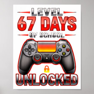 Level 67e dagen van school ontgrendeld Gamer Video Poster