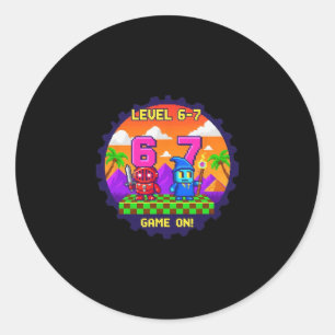 Level 6 7 Gaming Pixel Art Zes Zeven Gamers  Ronde Sticker