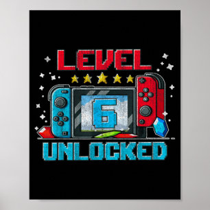 Level 6 Ontgrendeld 6e Verjaardag Cadeaus Jongens Poster