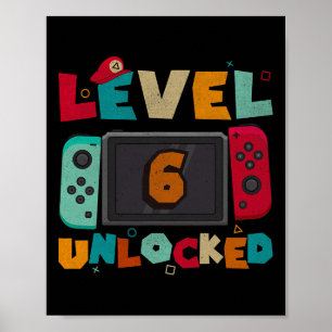 Level 6 Ontgrendeld Gamen Verjaardag Jongens Kind Poster