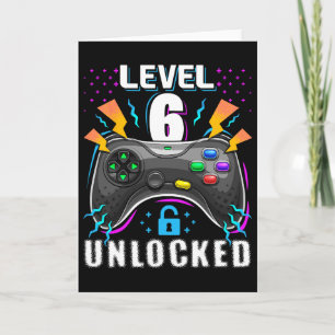 Level 6 Ontgrendeld Videospel 6de Verjaardag Gamer Kaart