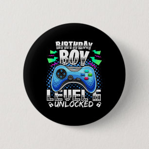 Level 6 Ontgrendeld Videospel 6e Verjaardag Gamer  Ronde Button 5,7 Cm