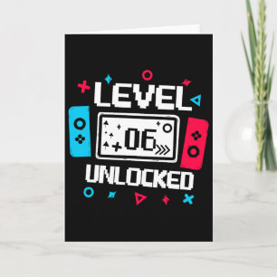 Level 6 Ontgrendelde Gamer - 6e Verjaardag Cadeau Kaart