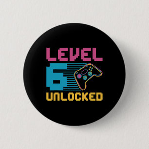 Level 6 Ontgrendelde Verjaardag voor Gaming Ronde Button 5,7 Cm