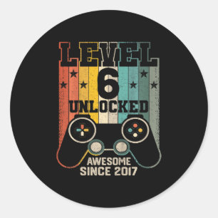 Level 6 Unlocked Awesome 2017 Boy Video Game Ronde Sticker