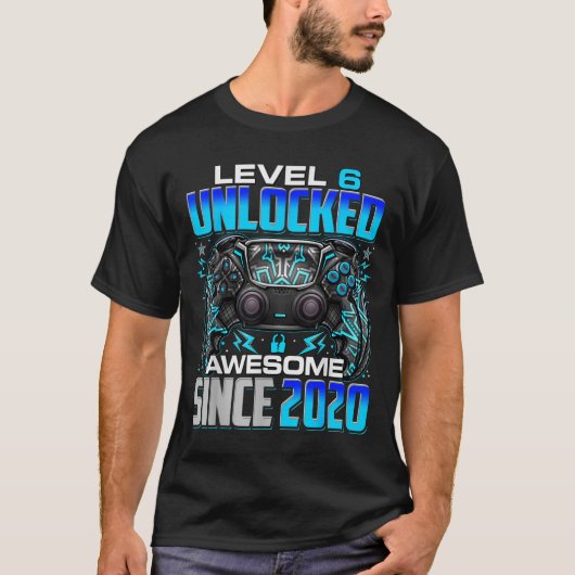Level 6 Unlocked Awesome Since 2020 6th Birthday G T-shirt (Voorkant)