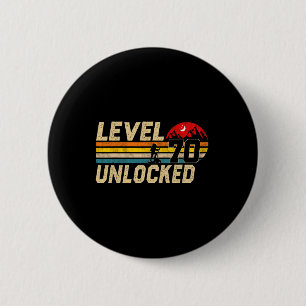 Level 70 Ontgrendeld Vintage 70 Jaar Oude Wandelaa Ronde Button 5,7 Cm