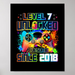 Level 7 Ontgrendeld 7 Jaar Oude Videogamer 7e Verj Poster