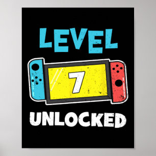 Level 7 Ontgrendeld Gamer 7e Verjaardagscadeau Vid Poster