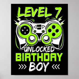 Level 7 Ontgrendeld Kinderen 7e Verjaardag Vintage Poster