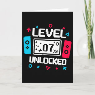 Level 7 Ontgrendelde Gamer - 7e Verjaardag Cadeau Kaart