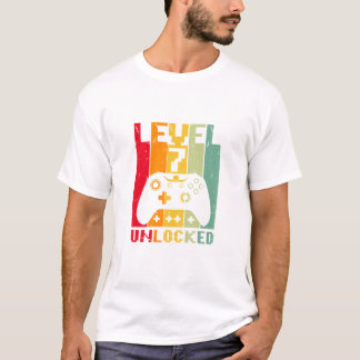 Level 7 Ontgrendelde Retro 7e Verjaardag Gamer T-shirt