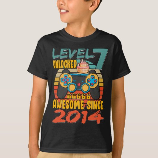 Level 7 ontgrendelde videogamer 7 jaar oud 7 t-shirt (Voorkant)