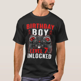 Level 7 Unlocked Birthday Boy 7 Year Old Boys Gami T-shirt
