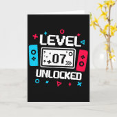 Level 7 Unlocked Gamer - 7th Birthday Gift Video G Kaart (Gele Bloem)