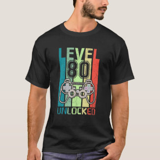 Level 80 Unlocked  Video Gamer 80th Birthday  Tee T-shirt