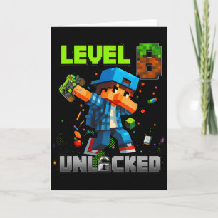 Level 8 Ontgrendeld Funny Verjaardag Jongen Pixel  Kaart