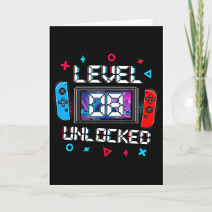 Level 8 Ontgrendeld Gamer 8e Verjaardagscadeau Vid Kaart