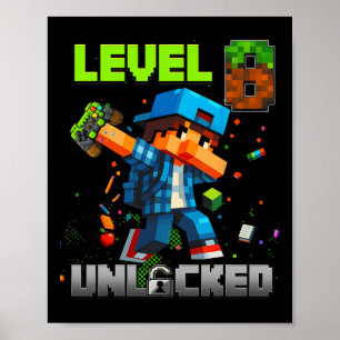 Level 8 Ontgrendeld Grappige Verjaardag Jongen Pix Poster