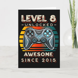 Level 8 Ontgrendeld Videospel 8e Verjaardag 8 Jaar Kaart