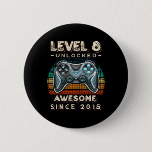Level 8 Ontgrendeld Videospel 8e Verjaardag 8 Jaar Ronde Button 5,7 Cm