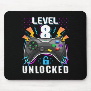 Level 8 Ontgrendeld Videospel 8e Verjaardag Gamer Muismat