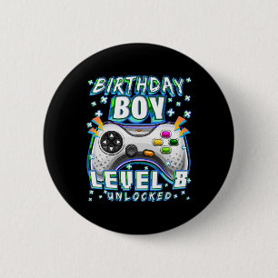 Level 8 Ontgrendeld Videospel 8e Verjaardag Gamer Ronde Button 5,7 Cm
