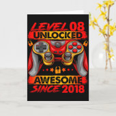 Level 8 Unlocked 8 Year Old Boys 8th Birthday Boy Kaart (Gele Bloem)