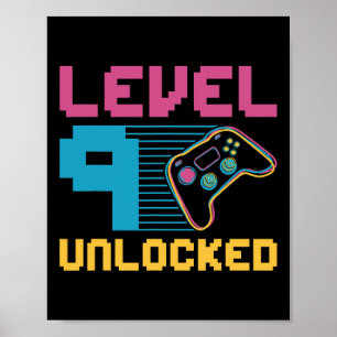 Level 9 Ontgrendeld Gaming Verjaardag 1 Poster