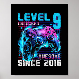 Level 9 Ontgrendeld Geweldig Sinds 2016 9e Verjaar Poster