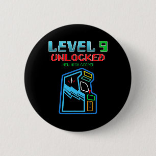 Level 9 Ontgrendeld Nieuwe Hoogste Score Arcade Ga Ronde Button 5,7 Cm