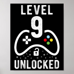 Level 9 Ontgrendeld Videospel 9e Verjaardagscadeau Poster