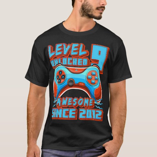 Level 9 Unlocked Awesome 2012 Video Game 9th Birth T-shirt (Voorkant)