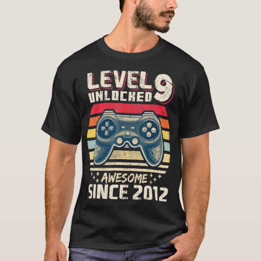 Level 9 Unlocked Awesome 2012 Video Game 9th Birth T-shirt (Voorkant)