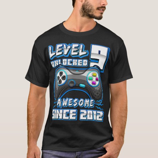 Level 9 Unlocked Awesome 2012 Video Game 9th Birth T-shirt (Voorkant)